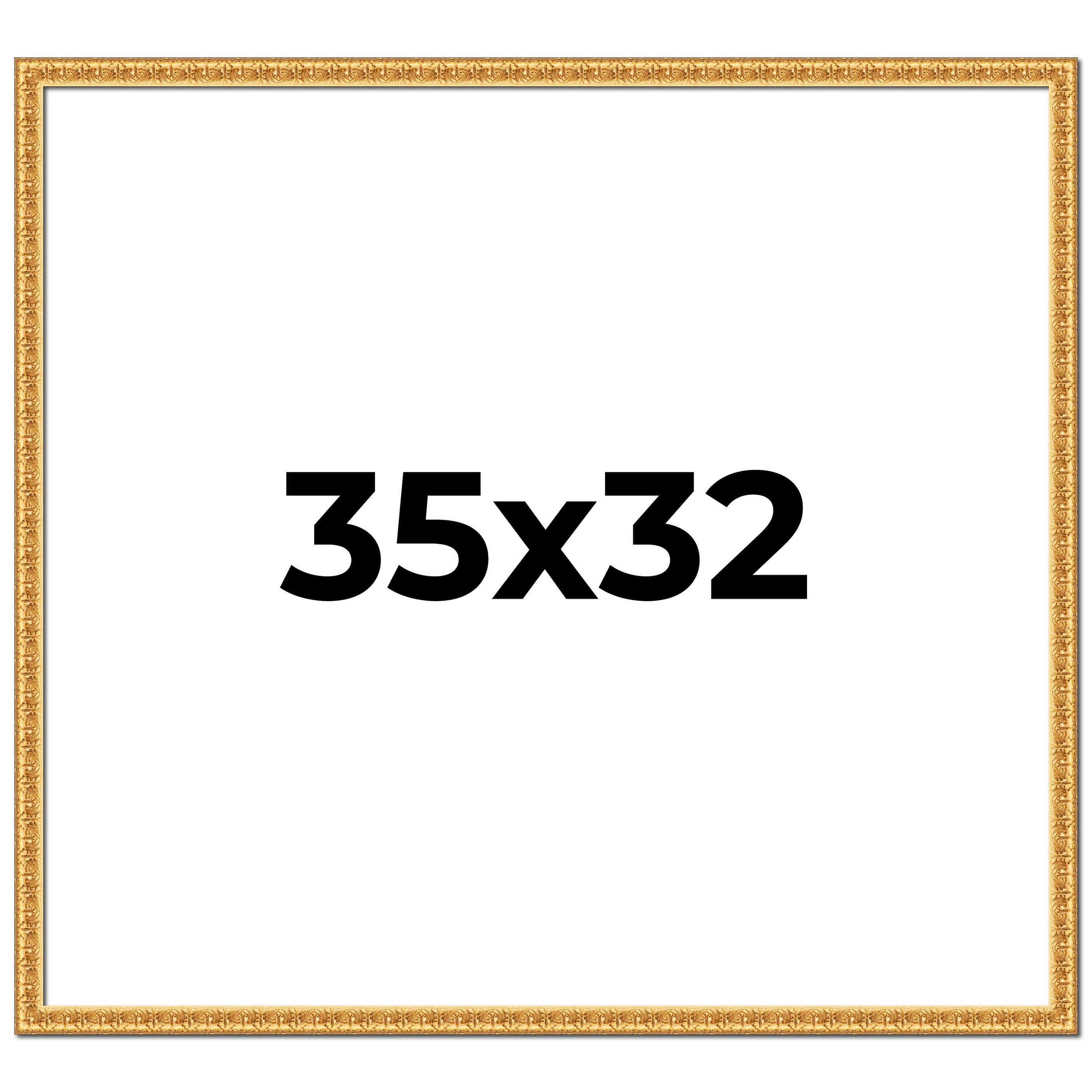 35x32 Frame Gold Real Wood Picture Frame Width 1 inches | Interior