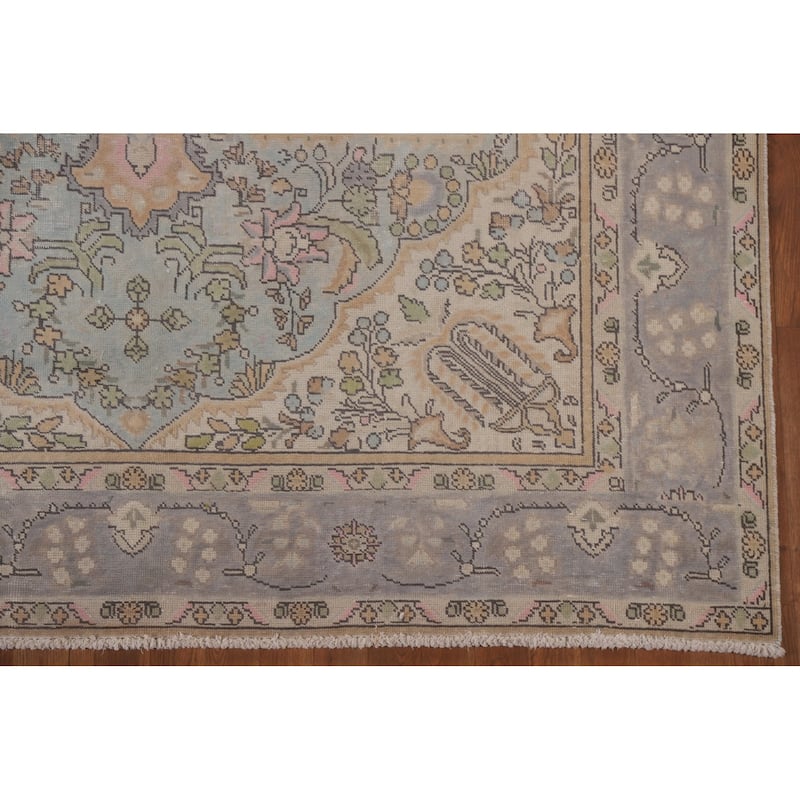 Antique Distressed Tabriz Persian Rug Home Decor Handmade Wool Carpet - 6'5" x 9'7"