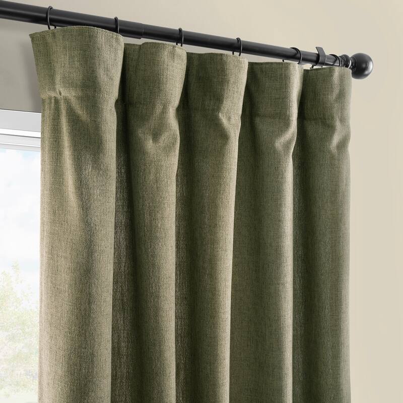 Exclusive Fabrics Basic Faux Linen Curtain Pair - 2 Panels - Light Filtering Window Curtains
