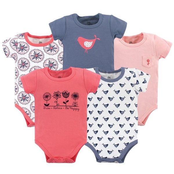 slide 1 of 1, Yoga Sprout Baby Girl Cotton Bodysuits 5pk, Bloom 0-3 Months - Bloom
