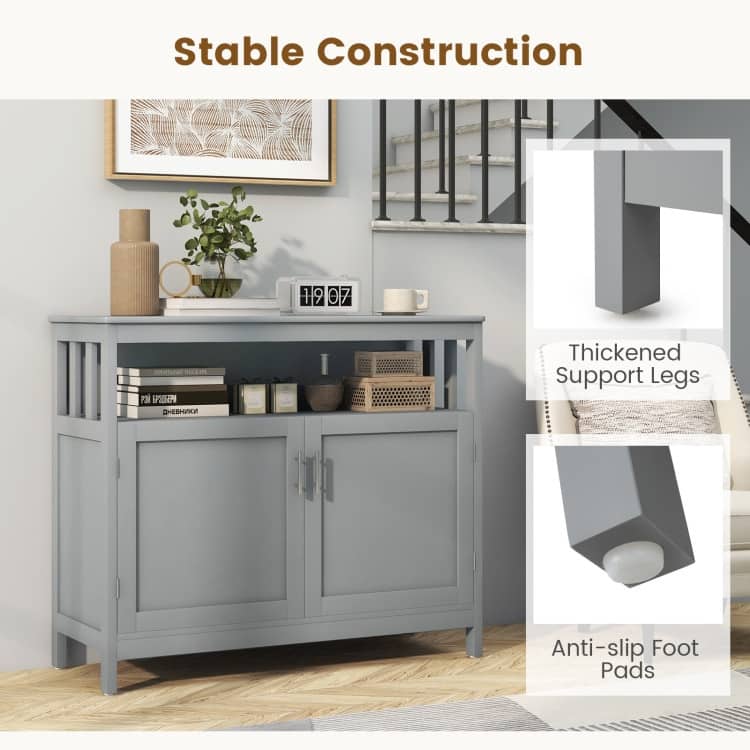 Kitchen Buffet Server Sideboard Storage Cabinet with 2 Doors and Shelf - 40" x 16" x 34" (L x W x H)