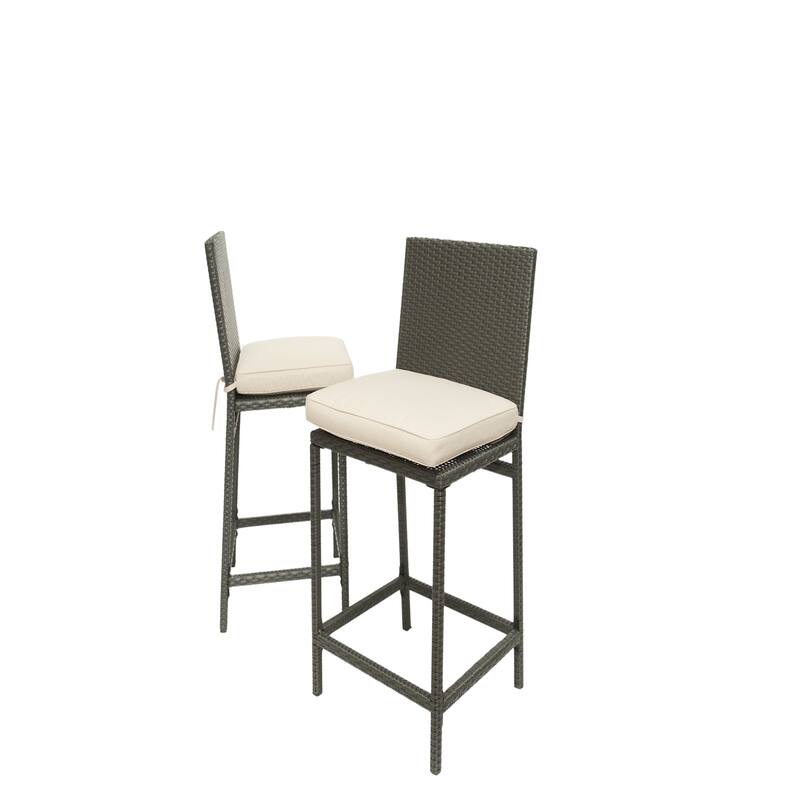 Kenwick Counter Stool with Back and Cushion, Set of 2 - Dark Grey