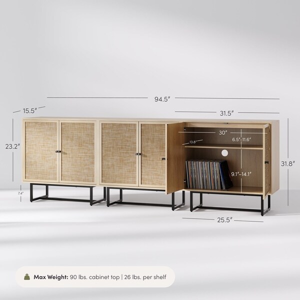 Nathan James Kova Natural Cane Rattan Doors Accent Cabinet with