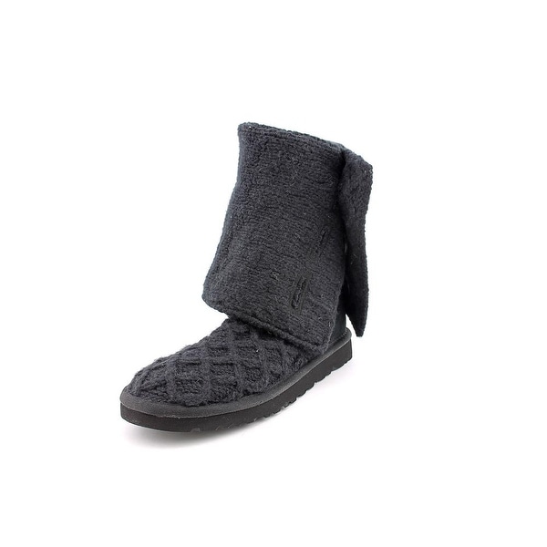 Ugg Australia Lattice Cardy Women Round Toe Canvas Black Winter Boot
