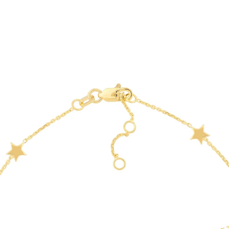 Curata 14k Yellow Gold 7.25" Polished Star Station Adjustable Bracelet