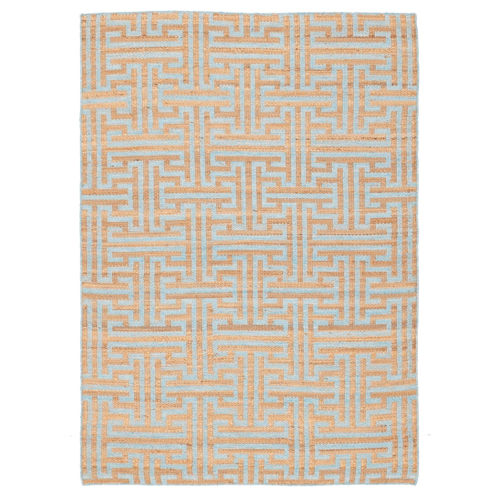 ECARPETGALLERY Flat-Weave Palas Denizli Light Blue, Tan Kilim - 5'3 x 7'6