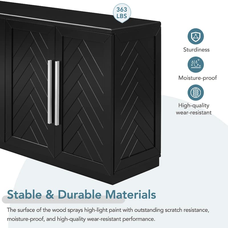 Sideboard with 4 Doors Large Storage Space Buffet Cabinet with Adjustable Shelves