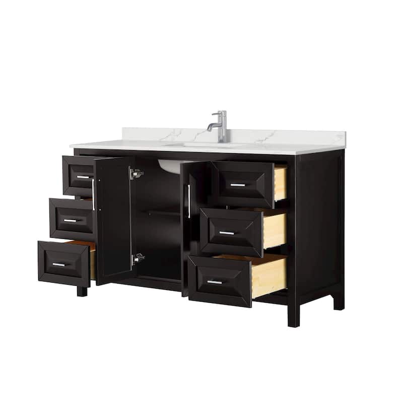 Daria 60-inch Single Vanity, Single Hole Quartz Top