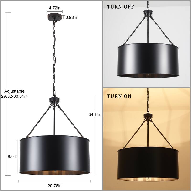 5-Light 20.78 in. Industrial Chandelier for Kitchen Living Room