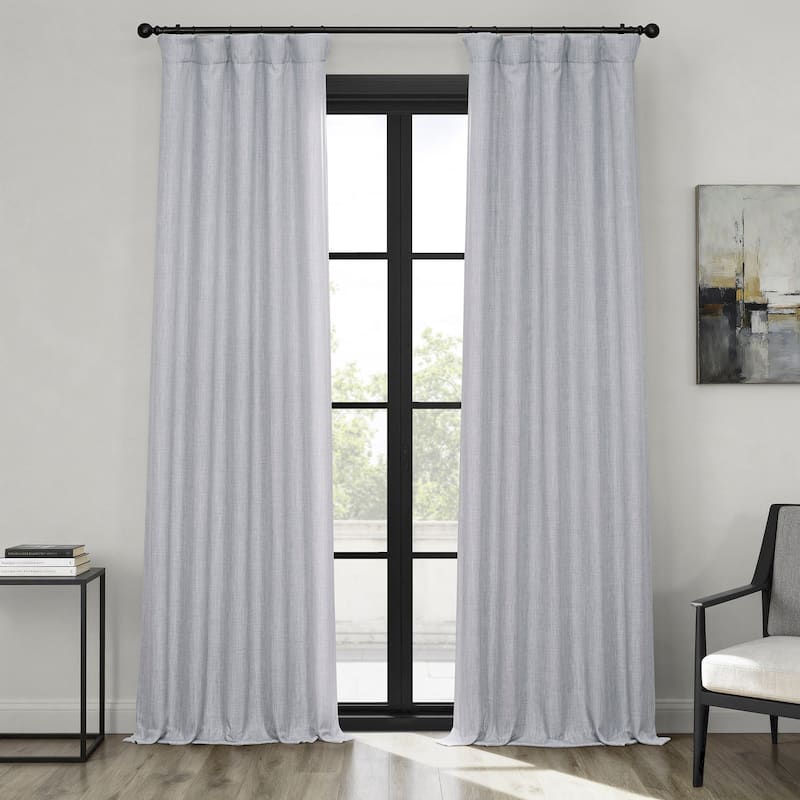 Exclusive Fabrics Textured Faux Linen Room Darkening Curtains for Bedroom & Living Room Curtains (1 Panel) - 50 X 84 - Heather Grey