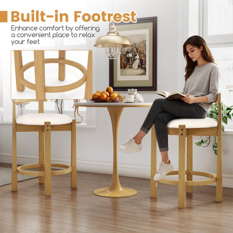 Costway 24” Counter Height Bar Stools Set of 2/4 with Backrests and