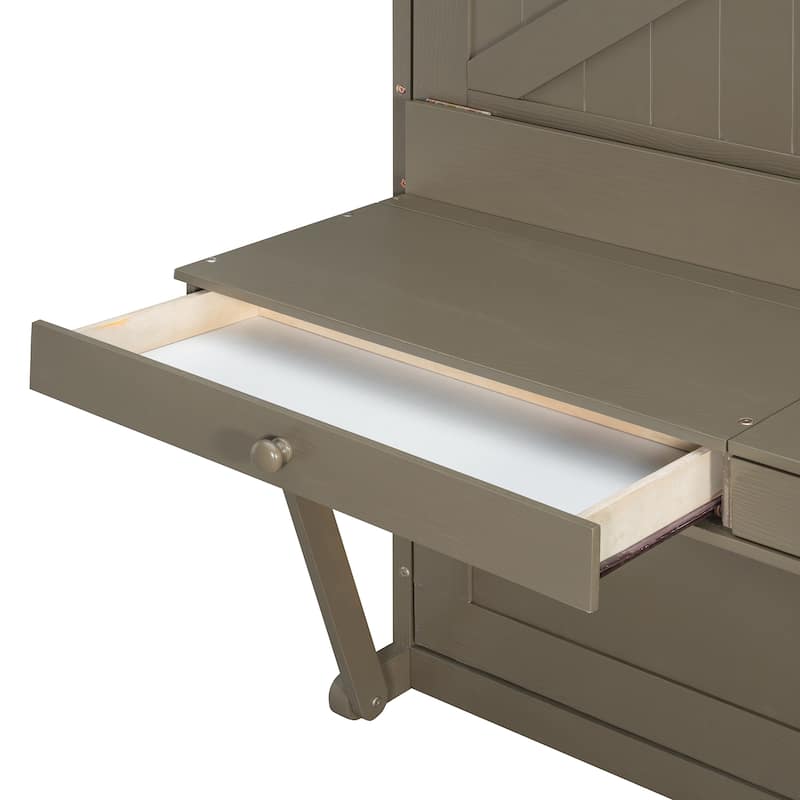 Queen Wall Murphy Bed with Flip-Down Vanity Desk by Harper&Bright Designs