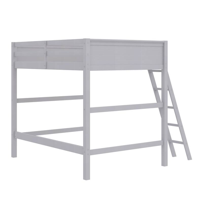 Full Size Loft Bed with Ladder and Guardrails for Kids, Space-Saving Design, Sturdy Wood Construction