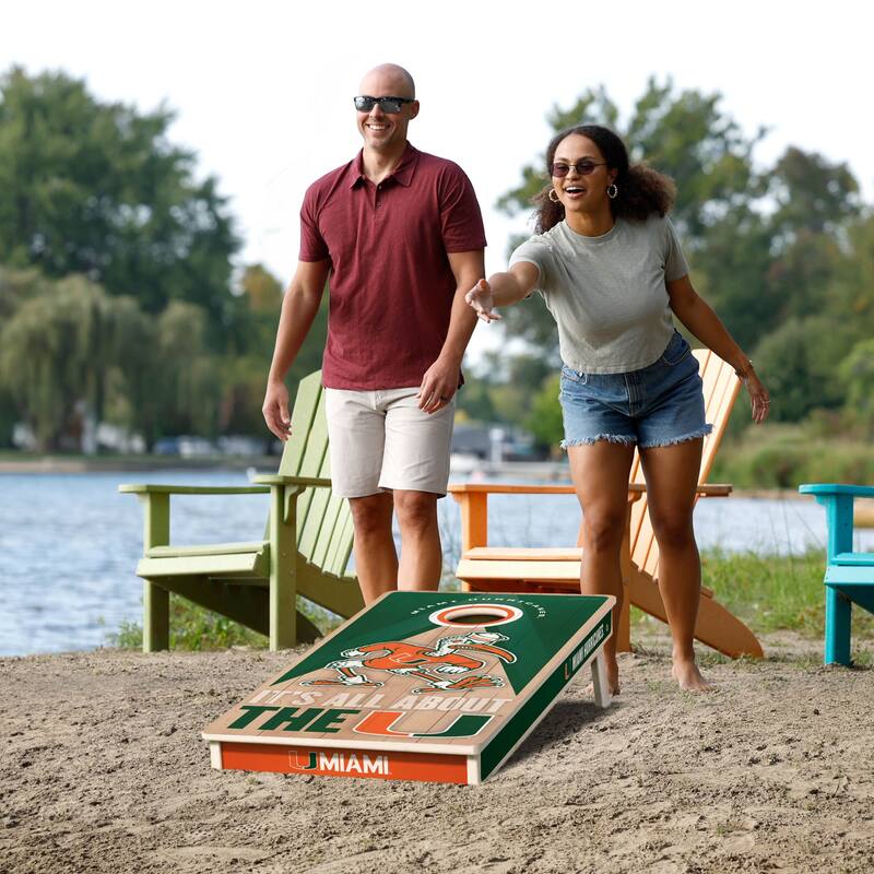 Miami Hurricanes NCAA 2x4 Professional Cornhole Board Set