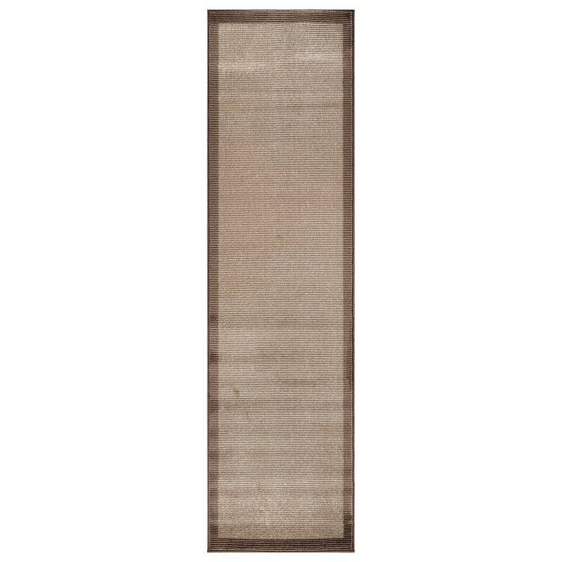 Modern Geometric Stripe Bordered Area Rug for Living Room, Bedroom, or Entryway - Low Pile Indoor Rug