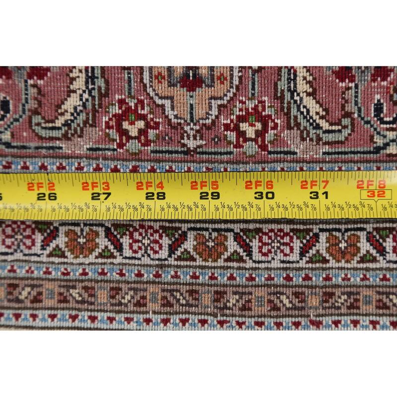 Wool/ Silk Vegetable Dye Tabriz Mahi Persian Area Rug Handmade Carpet - 5'0" x 6'9"