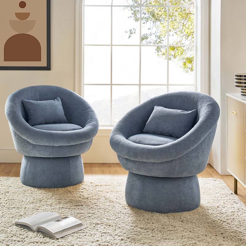 Patti Modern Upholstered Swivel Barrel Chair Set by HULALA HOME