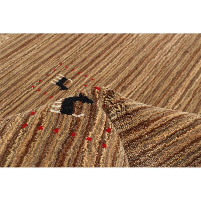 ECARPETGALLERY Hand Loomed Kashkuli Gabbeh Brown Wool Rug - 3'1 x 4'9