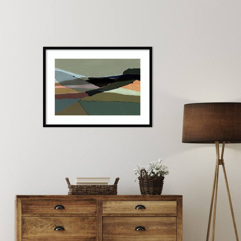 Subdued Landscape by Cartissi Wood Framed Wall Art Print - Svelte Noir Black