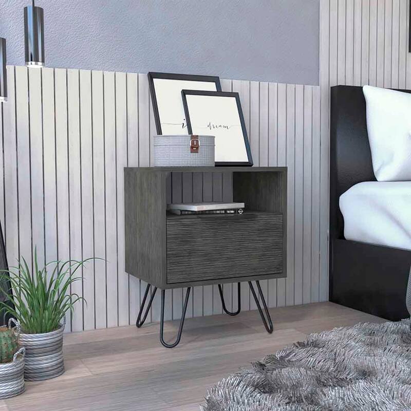 Nightstand With Single Drawer And Hairpin Legs