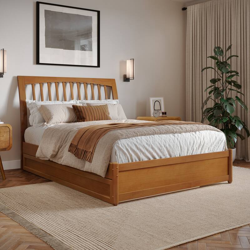 Roslyn Platform Bed with Panel Footboard and Twin Trundle