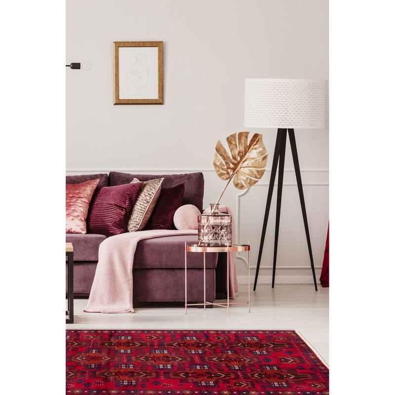 ECARPETGALLERY Hand-knotted Teimani Red Wool Rug - 6'1 x 9'1