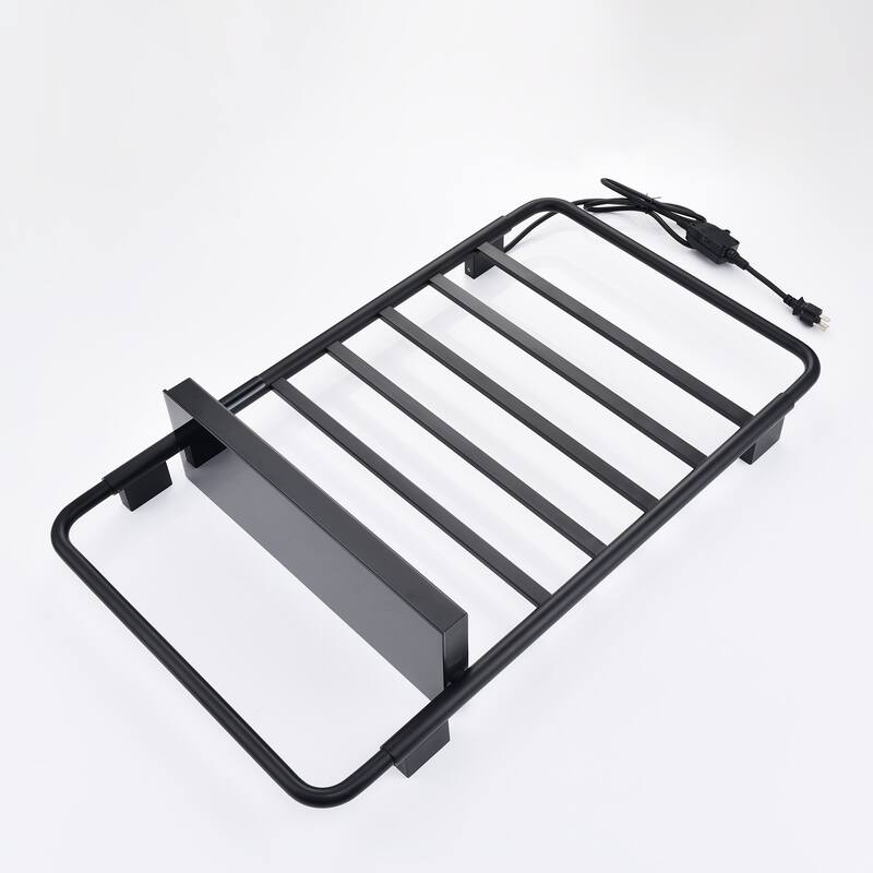 Heated Towel Rack Wall Mounted 5-Bar Towel Warmer Rack with Storage Rack with Timer Plug-in/Hardwired