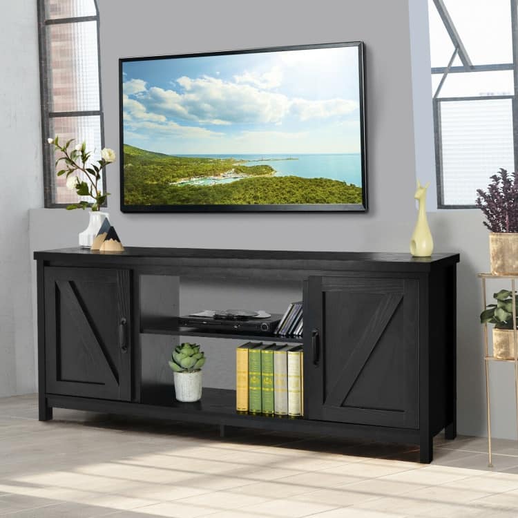 59 Inches TV Stand Media Console Center with Storage Cabinet - 59" x 16" x 25" (L x W x H)