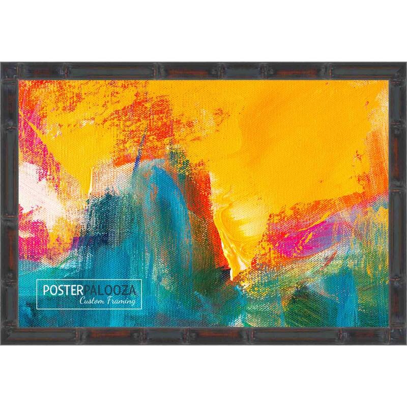 10x15 Brown Thin Bamboo Picture Frame - UV Acrylic, Foam Board Backing, Hanging Hardware