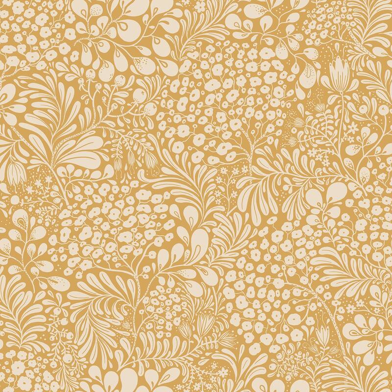 A-Street Prints Siv Mustard Botanical Wallpaper