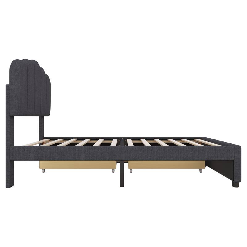 Upholstered Platform Bed with Storage Drawers