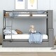 preview thumbnail 11 of 10, Pine Wood Twin over Full Bunk Bed with Trundle and Storage