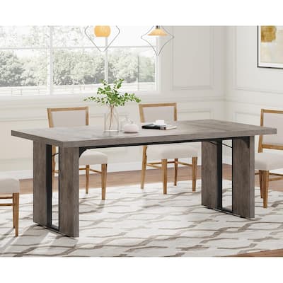 71" Rustic Farmhouse Dining Table for 6-8 People - Large Rectangular Kitchen Table, Wood Dining Room Table for Family Meals
