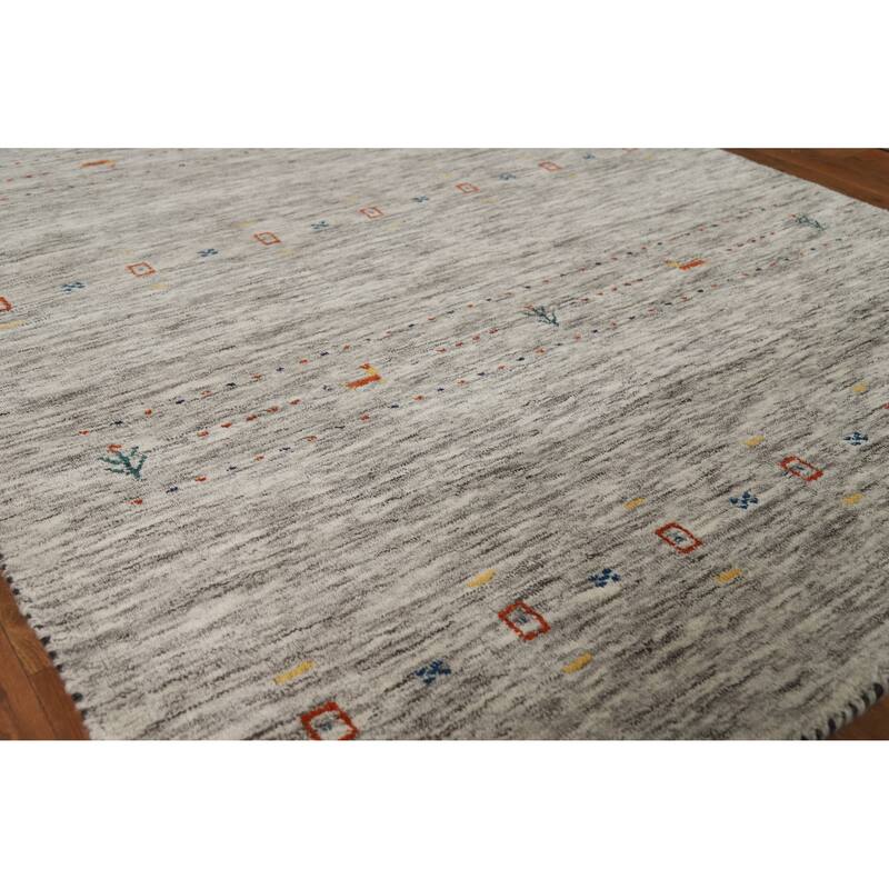 Hand Knotted Oriental 100% Wool Carpet Tribal Animal Pictorial Beige & Ivories Gabbeh Area Rug - 5' 11'' X 4' 1''