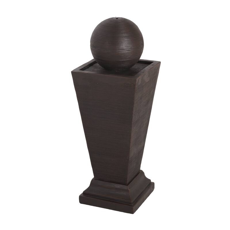 Christopher Knight Home - Glitzhome 35.5"H Concrte Outdoor Waterfall Fountain With Pebbles, Pump, and LED Light