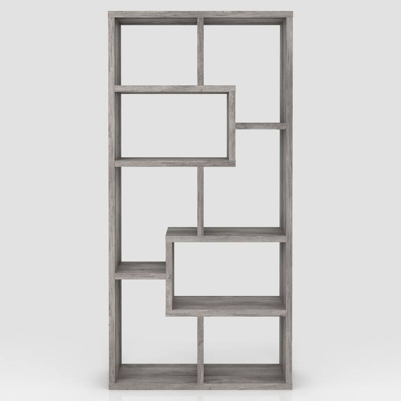 DH BASIC Modern Grey 71-inch 8-Open Shelf Display Bookcase by Denhour