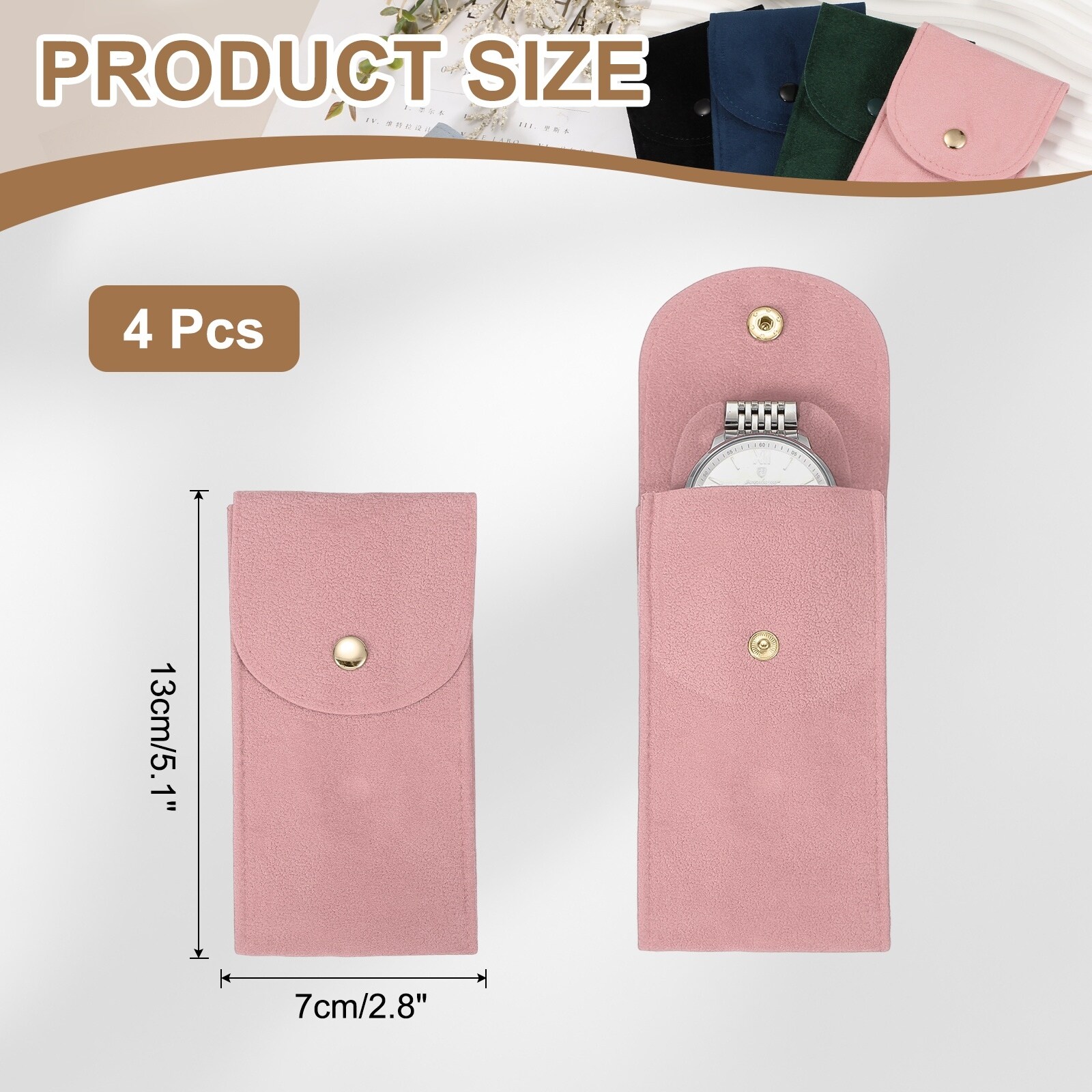 Velvet Watch Pouch Travel Case Jewelry Storage Bag Watch Storage Pouch - 5.1 x 2.8 inch