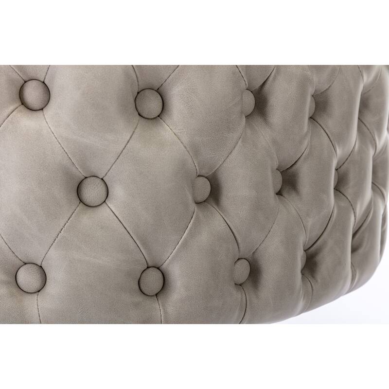 Set of 2 Modern Leather Upholstered Swivel Adjustable Height Tufted Bar Stools with Back