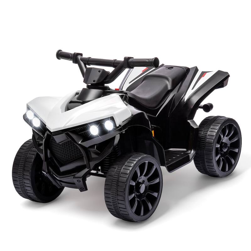 Kids ATV 4 Wheeler Quad Electric Vehicles with LED Lights Music - White