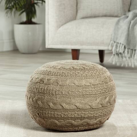Etta Solid Taupe/ Olive Pouf/ Floor Pillow