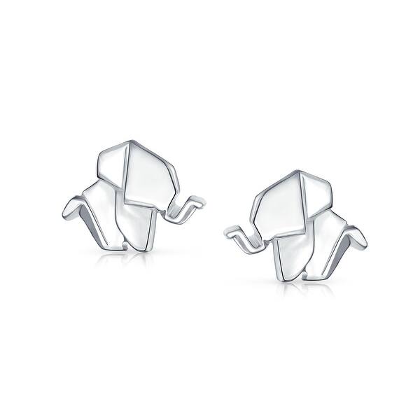 Shop 3d Origami Good Luck Wise Elephant Stud Earrings 925 Sterling