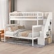 preview thumbnail 1 of 7, Stairway Twin Over Full Bunk Bed with 2 Drawers & Storage Stair, Solid Wood Bunkbeds Frame for Kids/Teens, Twin Over Full Size White - Full