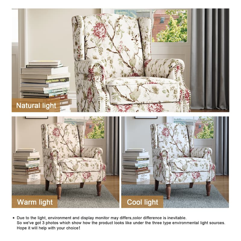Wingback Accent Chair Nailhead Trim Living Room Reading Chair