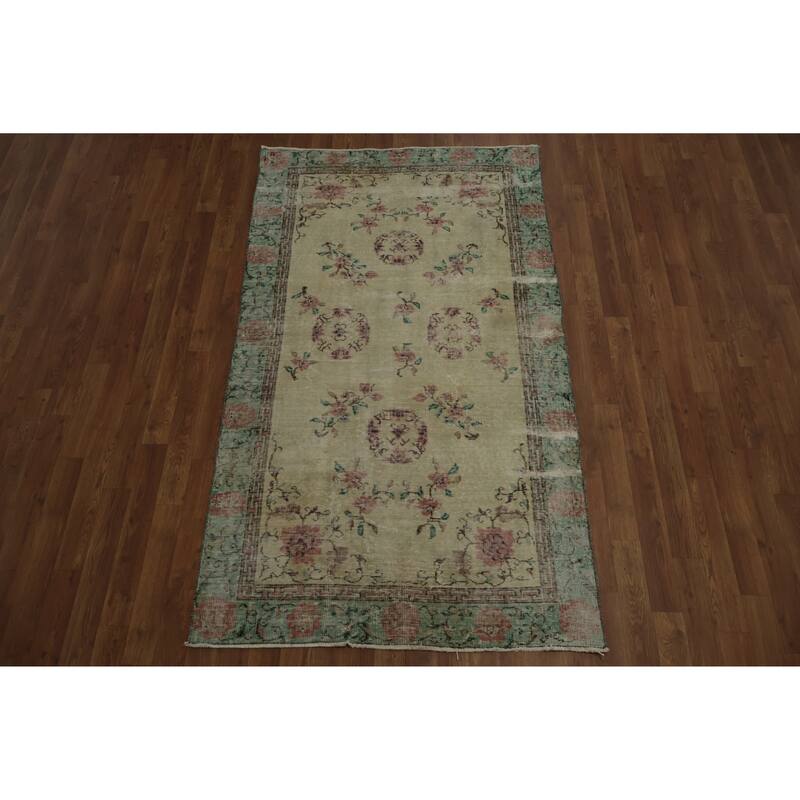 Hand Knotted Oriental 100% Wool Carpet Transitional All-Over Beige & Ivories Anatolian Area Rug - 6' 5'' X 3' 8''