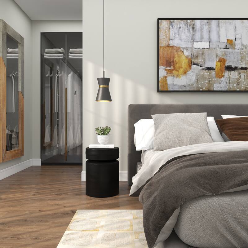 Black Metal Drum Accent Table