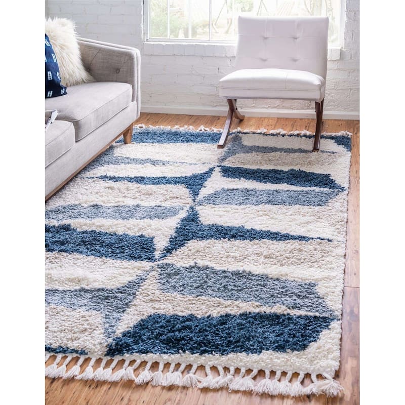 Shag Brico Collection Area Rug - 4'x6' - Blue