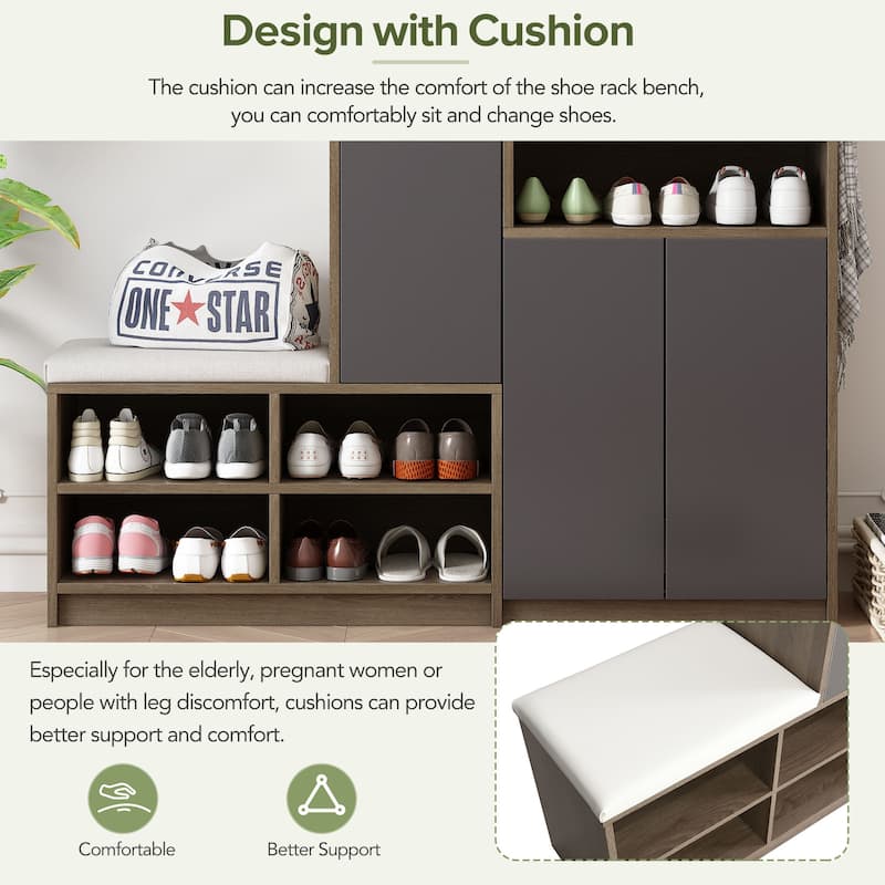 2-in-1 Shoe Storage Bench & Shoe Cabinets