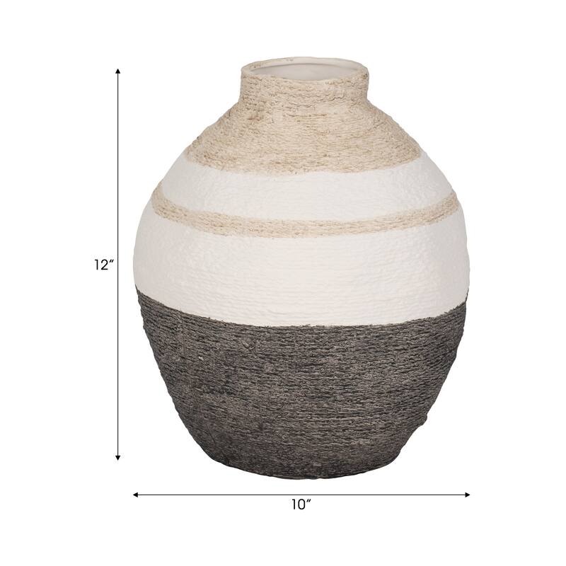 Sagebrook Home Striped Woven Textured Vase, Multi, Round