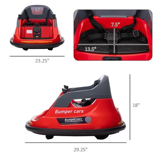 12V Kids' Electric Bumper Car: Remote Control, 360° Spin, LED Lights, Music, Red