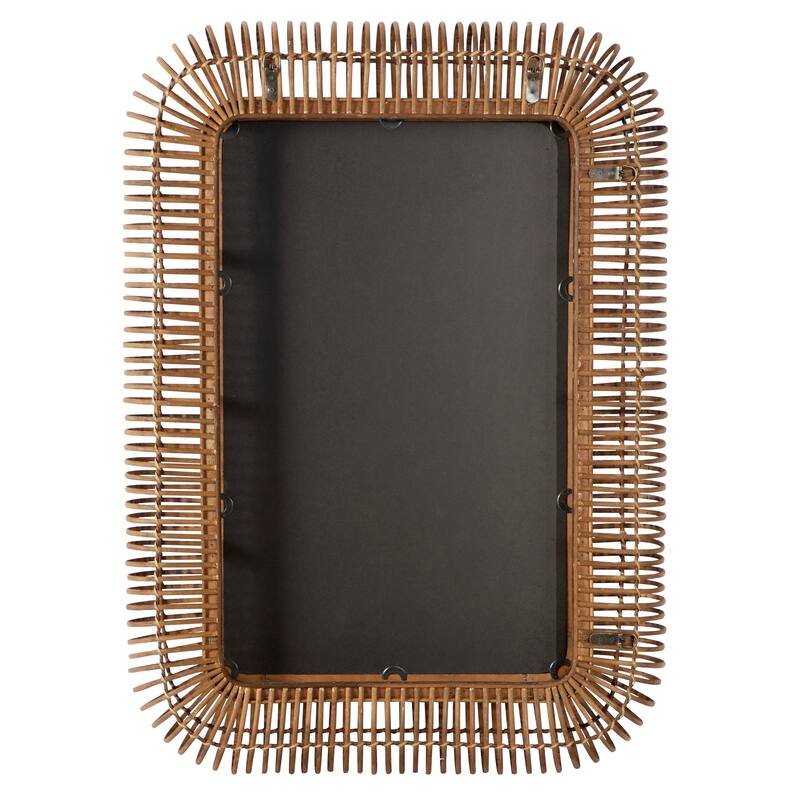 Brown Wood Handmade Woven Room Wall Mirror